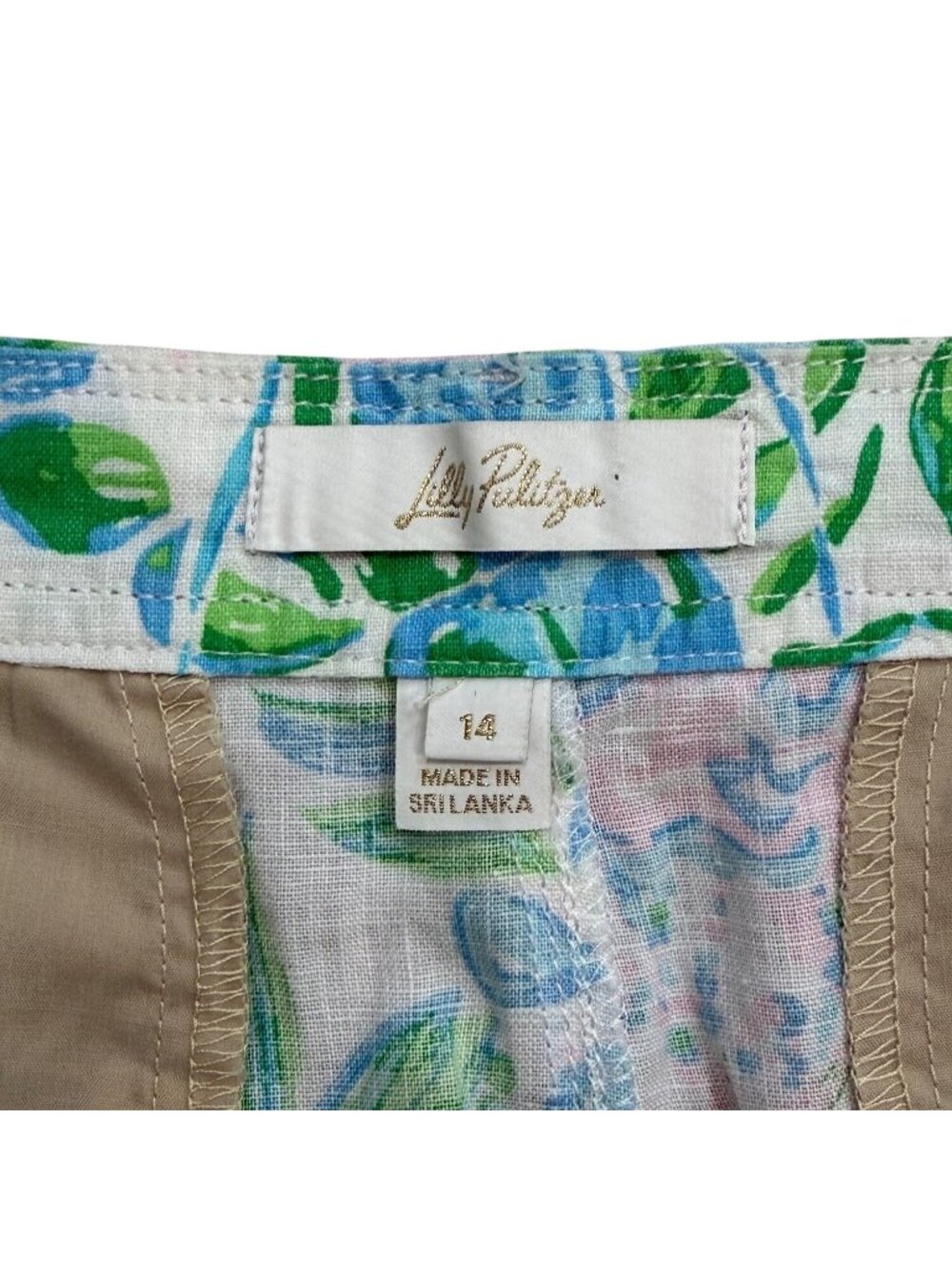 Lilly Pulitzer Womens Size 14 Aldora Linen Shorts Floral 7" White Green Blue - Picture 3 of 8